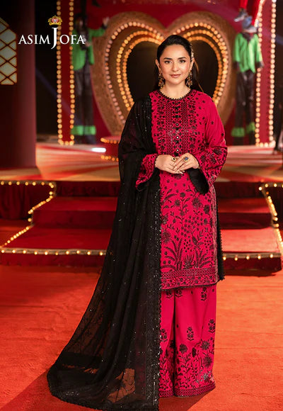 AJLF-11 EMBROIDERED BOSKI SILK 3 PCS - ASIM JOFA