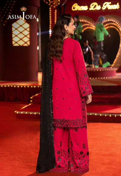 AJLF-11 EMBROIDERED BOSKI SILK 3 PCS - ASIM JOFA