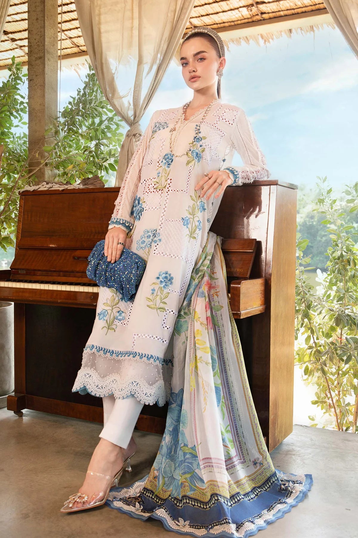 3 Piece Unstitched Printed Lawn Suit | MPT-2501-A - MARIA.B