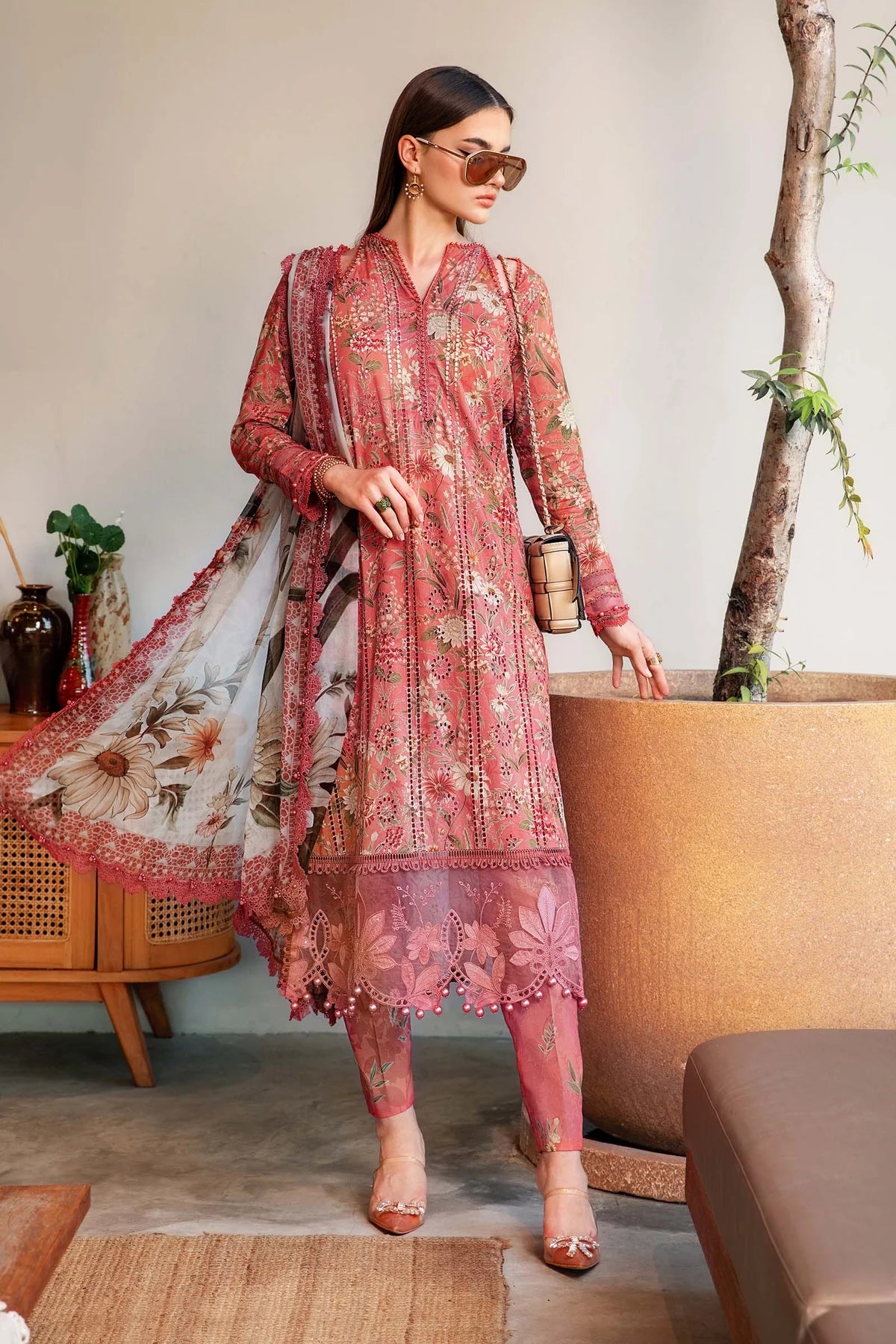 3 Piece Unstitched Printed Lawn Suit | MPT-2508-A - MARIA.B