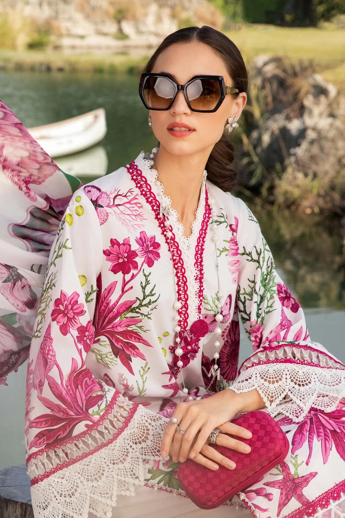 3 Piece Unstitched Printed Lawn Suit | MPT-2510-A - MARIA.B