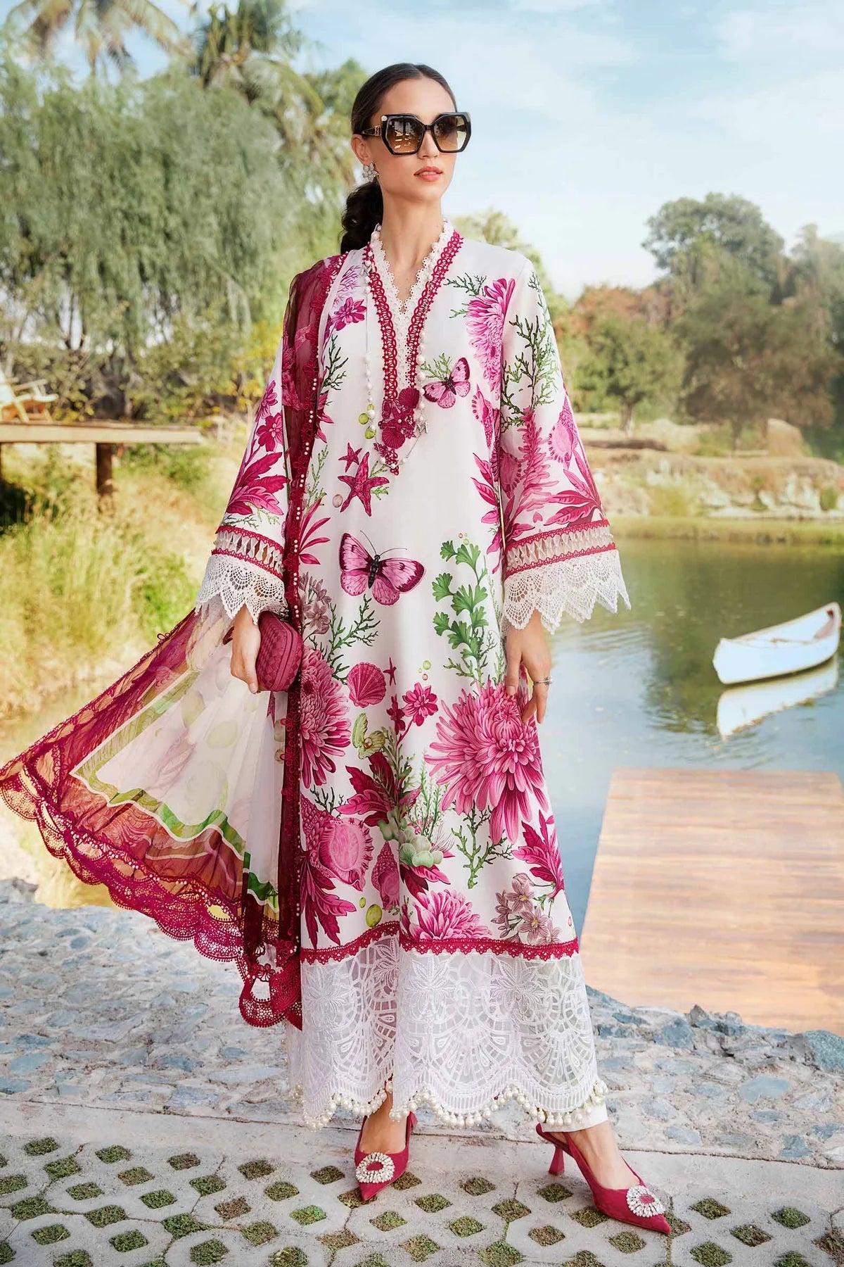 3 Piece Unstitched Printed Lawn Suit | MPT-2510-A - MARIA.B