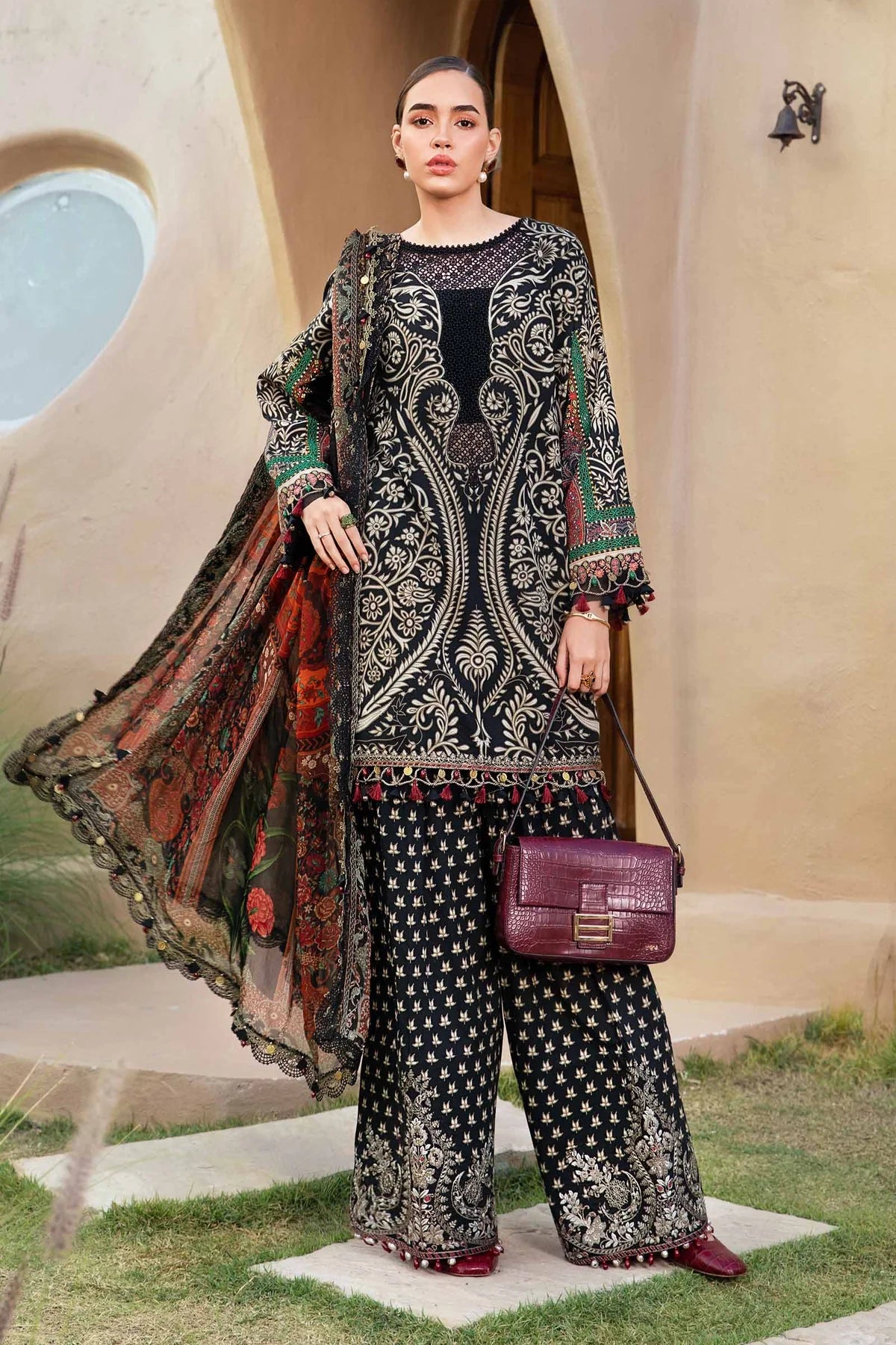 3 Piece Unstitched Printed Lawn Suit | MPT-2512-B - MARIA.B