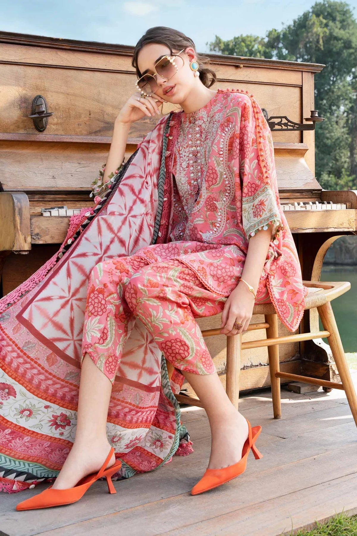 3 Piece Unstitched Printed Lawn Suit | MPT-2513-A - MARIA.B