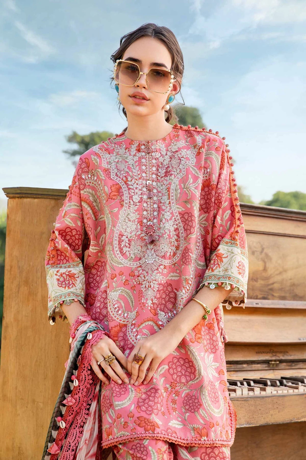 3 Piece Unstitched Printed Lawn Suit | MPT-2513-A - MARIA.B