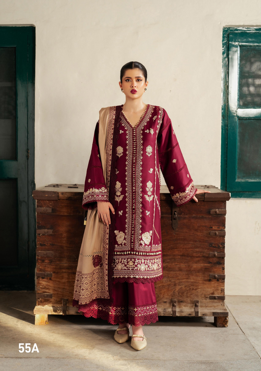 55 - A | 3 PC Khaddar Unstitched | Bin-Ilyas