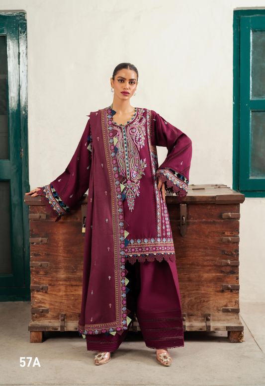 57 - A | 3 PC Khaddar Unstitched | Bin-Ilyas