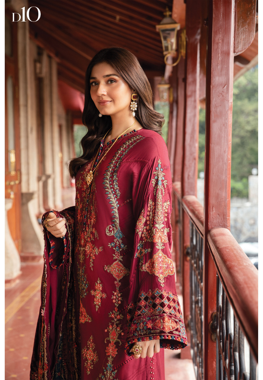 3 Piece Unstitched Embroidered Twill Linen Suit | DL-1210