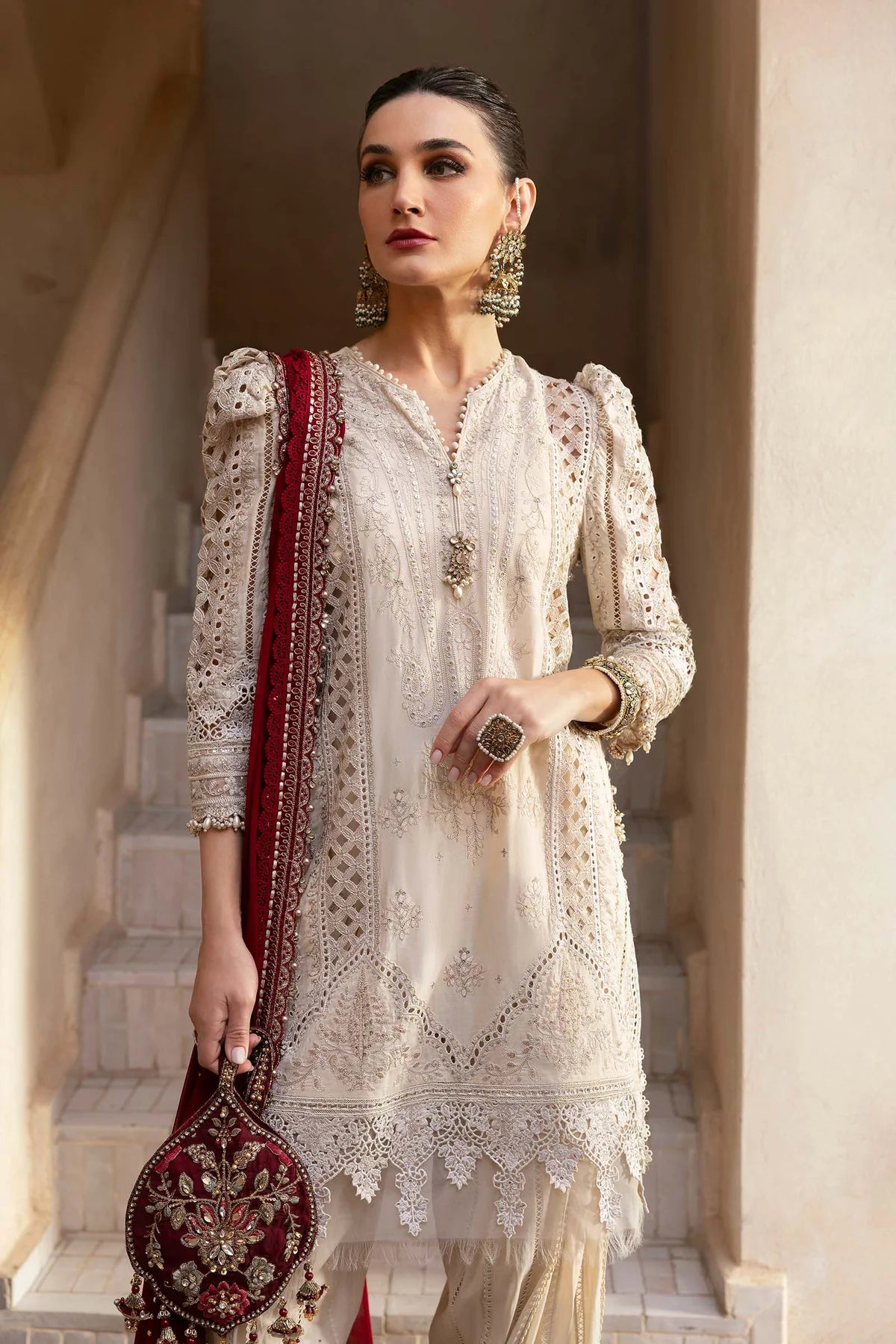 3 Piece Unstitched Embroidered Lawn Suit | D-2511-B - MARIA.B