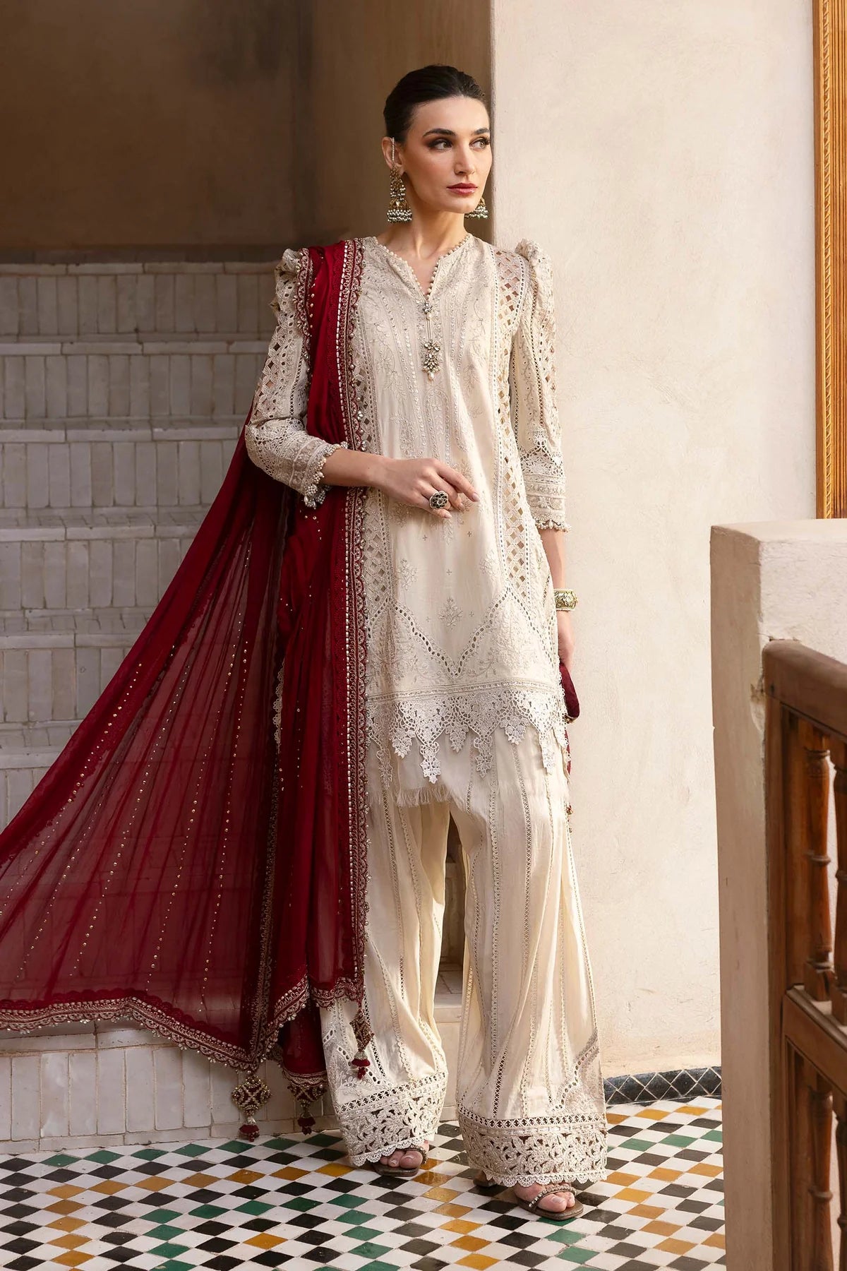 3 Piece Unstitched Embroidered Lawn Suit | D-2511-B - MARIA.B