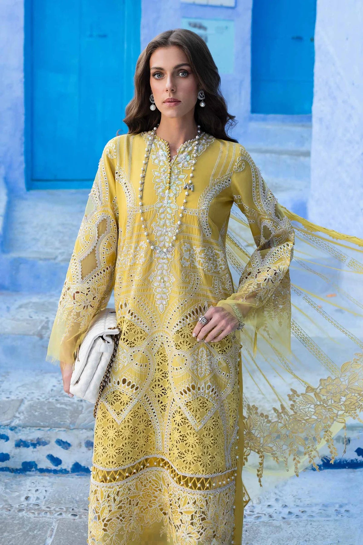 3 Piece Unstitched Embroidered Lawn Suit | D-2512-A - MARIA.B