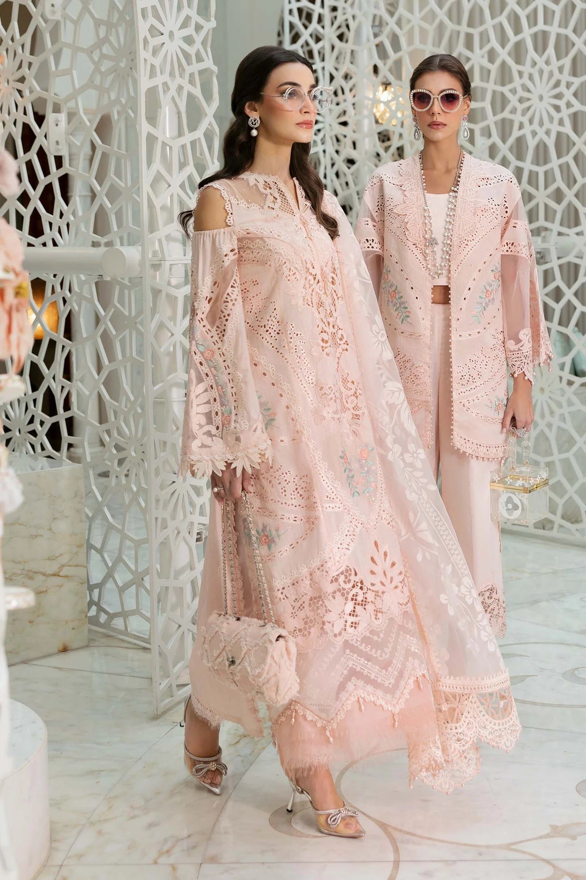 3 Piece Unstitched Embroidered Dobby Lawn Suit | D-2513-A - MARIA.B