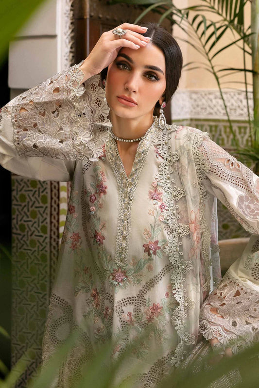 3 Piece Unstitched Embroidered Lawn Suit | D-2514-B - MARIA.B