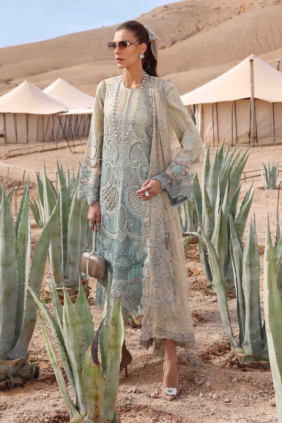 3 Piece Unstitched Embroidered Dobby Lawn Suit | D-2515-B - MARIA.B