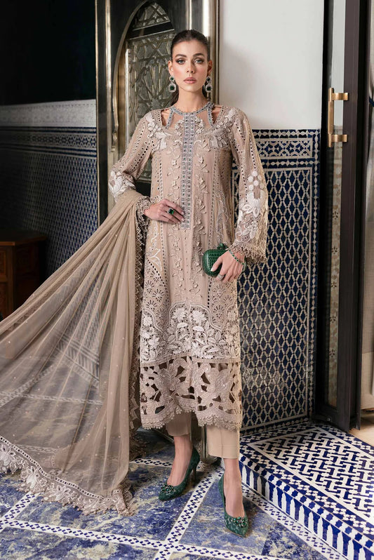 3 Piece Unstitched Embroidered Lawn Suit | D-2502-A - MARIA.B