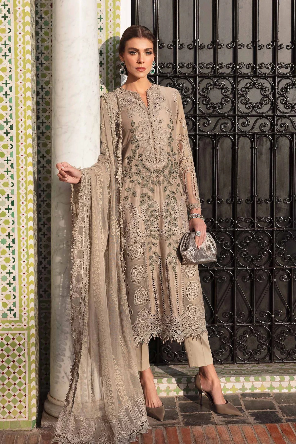 3 Piece Unstitched Embroidered Lawn Suit | D-2503-A - MARIA.B