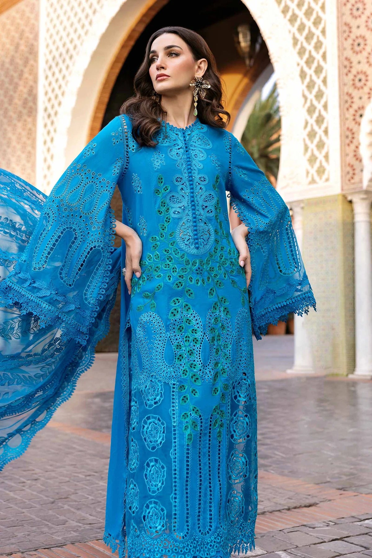 3 Piece Unstitched Embroidered Lawn Suit | D-2503-B - MARIA.B