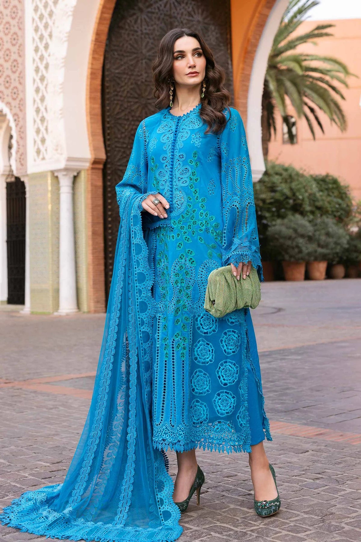 3 Piece Unstitched Embroidered Lawn Suit | D-2503-B - MARIA.B