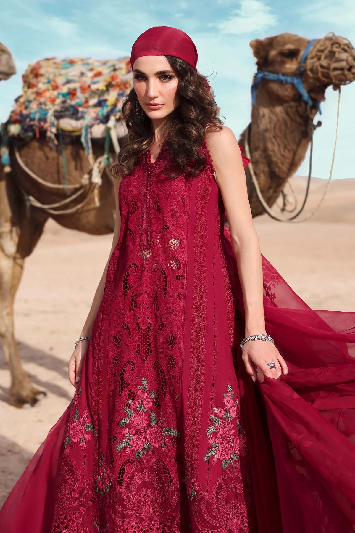 3 Piece Unstitched Embroidered Lawn Suit | D-2504-A - MARIA.B