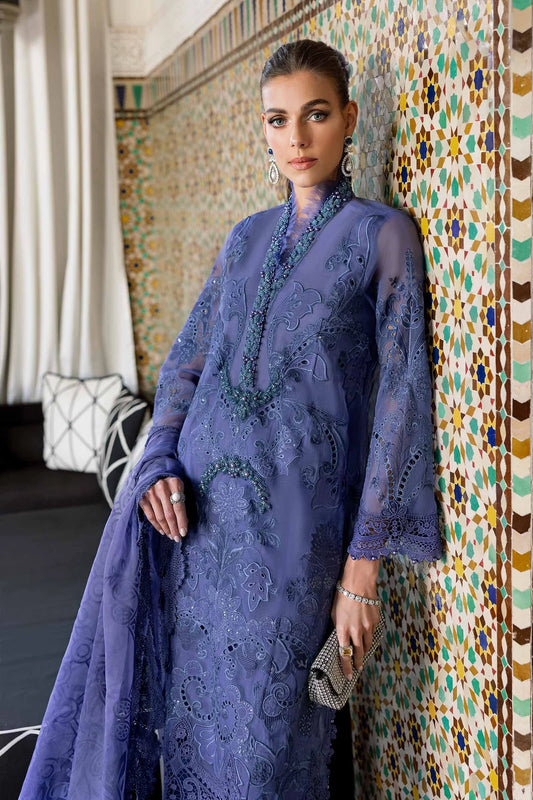 3 Piece Unstitched Embroidered Organza Suit | D-2506-B - MARIA.B