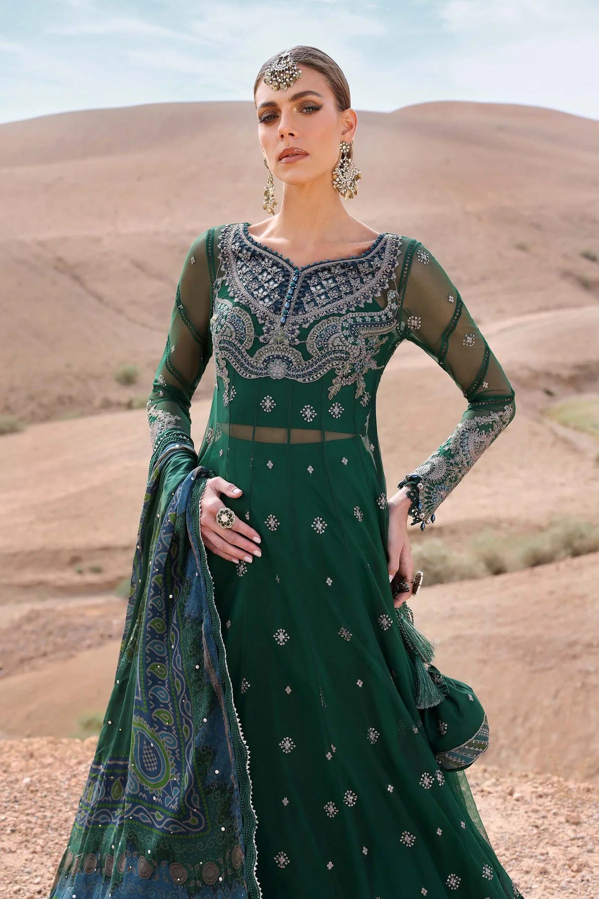 3 Piece Unstitched Embroidered Net Suit | D-2507-A - MARIA.B