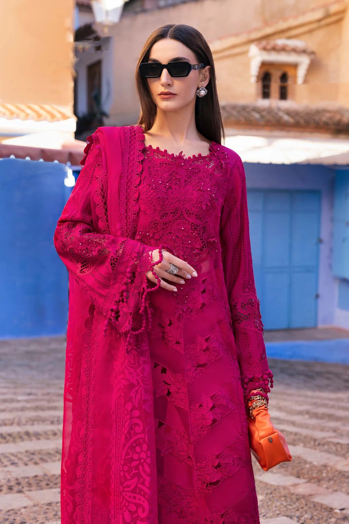 3 Piece Unstitched Embroidered Lawn Suit | D-2508-A - MARIA.B