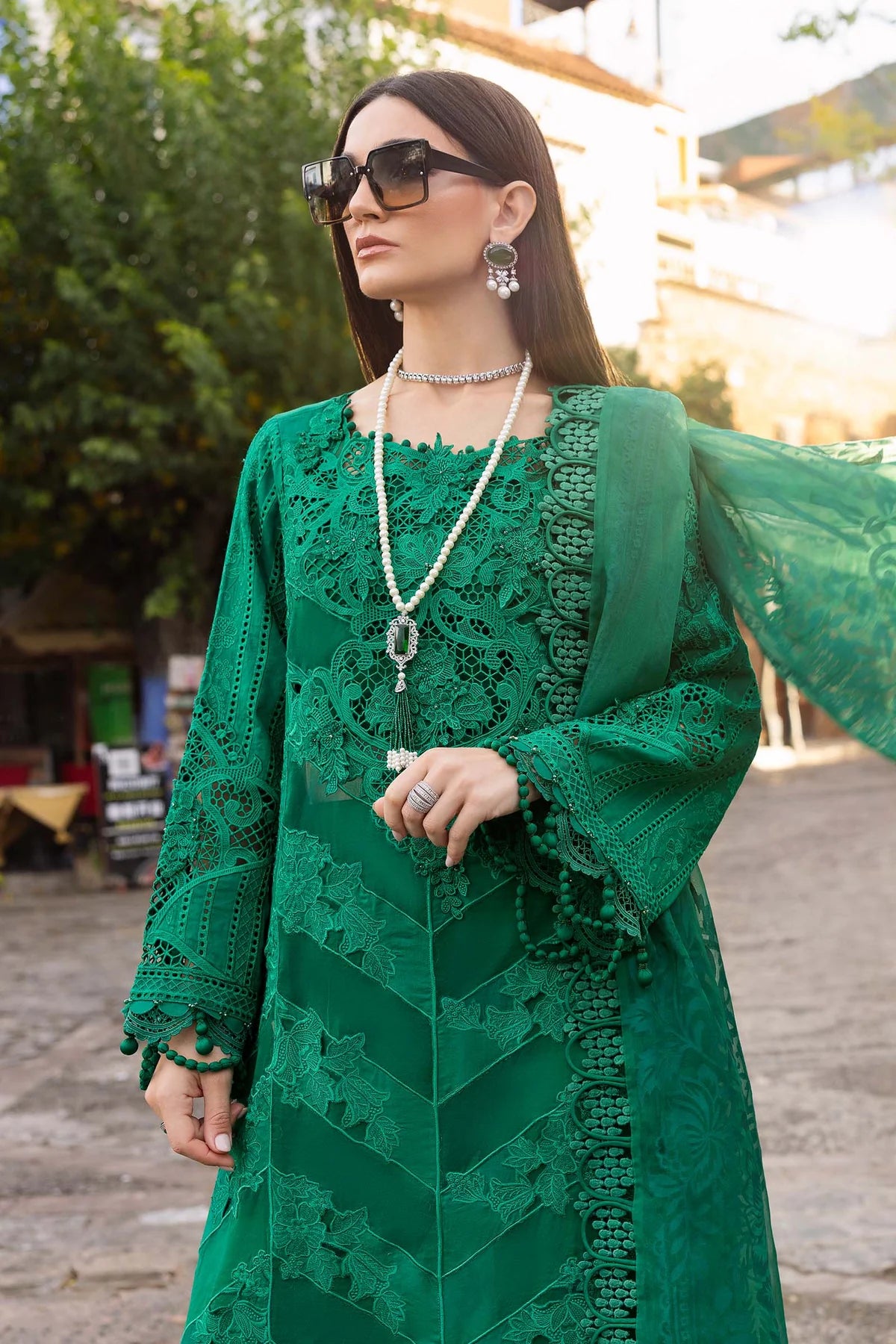 3 Piece Unstitched Embroidered Lawn Suit | D-2508-B - MARIA.B