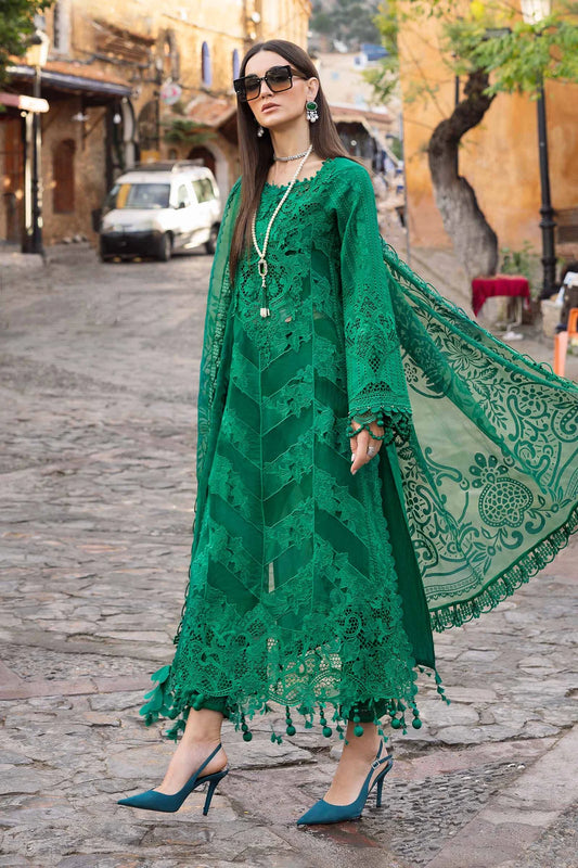 3 Piece Unstitched Embroidered Lawn Suit | D-2508-B - MARIA.B