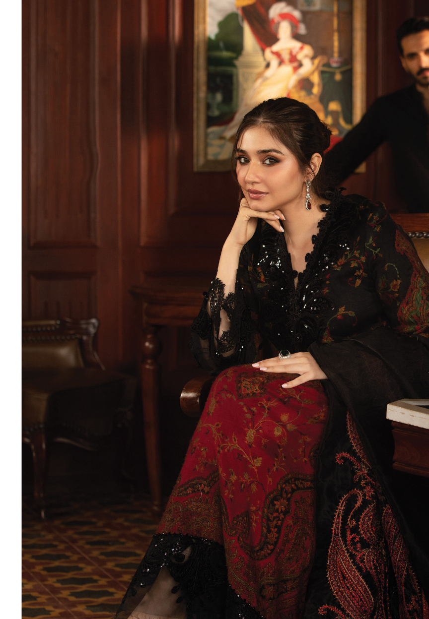 3 Piece Unstitched Embroidered Woven Suit | DL-1204