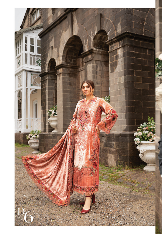 3 Piece Unstitched Embroidered Palachi Suit | DL-1206