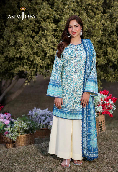 AJUUB-13 Printed Lawn 3 Pcs | ASIM JOFA