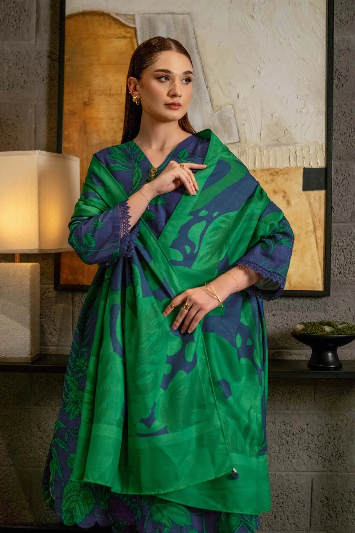 3 Pc Unstitched Printed Khaddar Suit | 501-B | Maria B