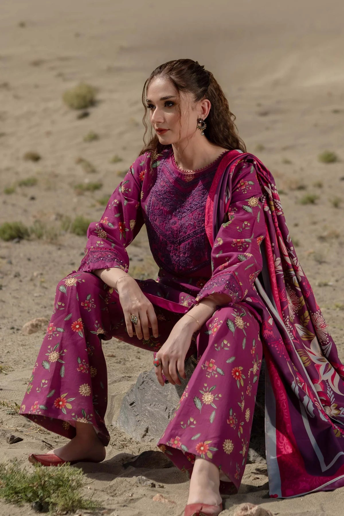 3 Pc Unstitched Printed Khaddar Suit | 505-A | Maria B