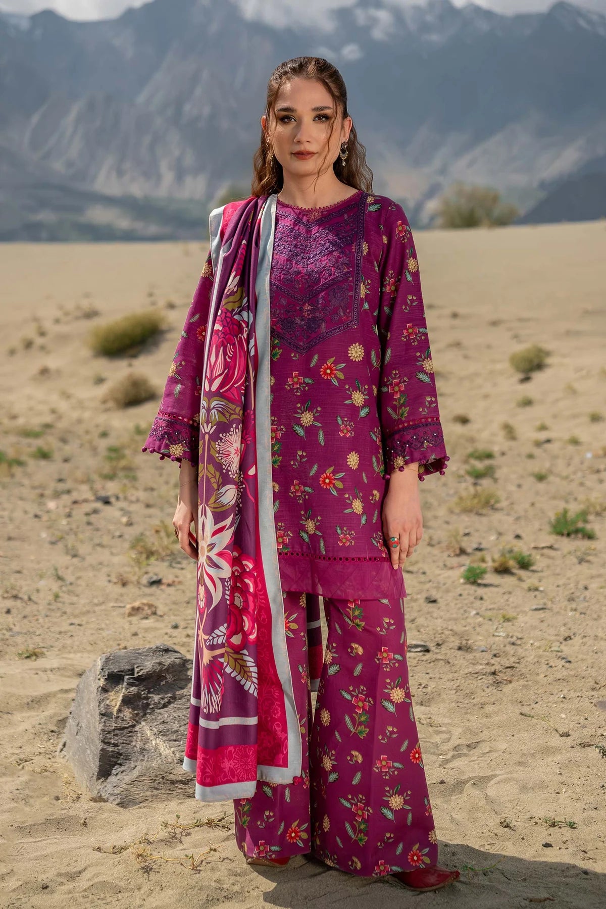 3 Pc Unstitched Printed Khaddar Suit | 505-A | Maria B