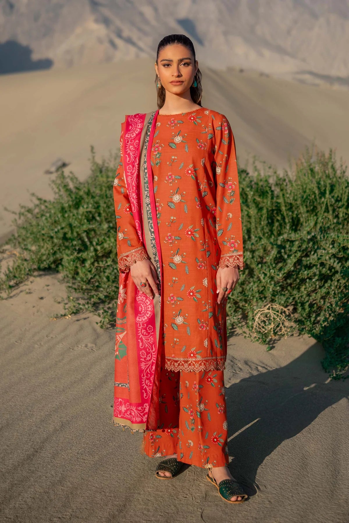 3 Pc Unstitched Printed Khaddar Suit | 505-B | Maria B