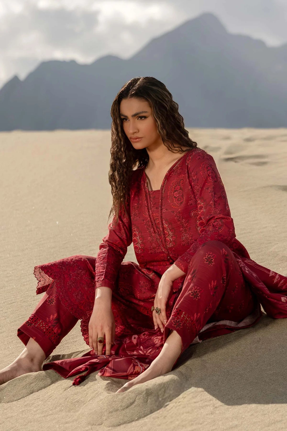 3 Pc Unstitched Printed Khaddar Suit | 508-B | Maria B