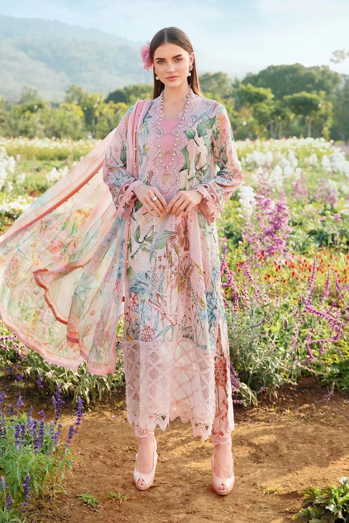 3 Piece Unstitched Printed Lawn Suit | MPT-2502-A - MARIA.B