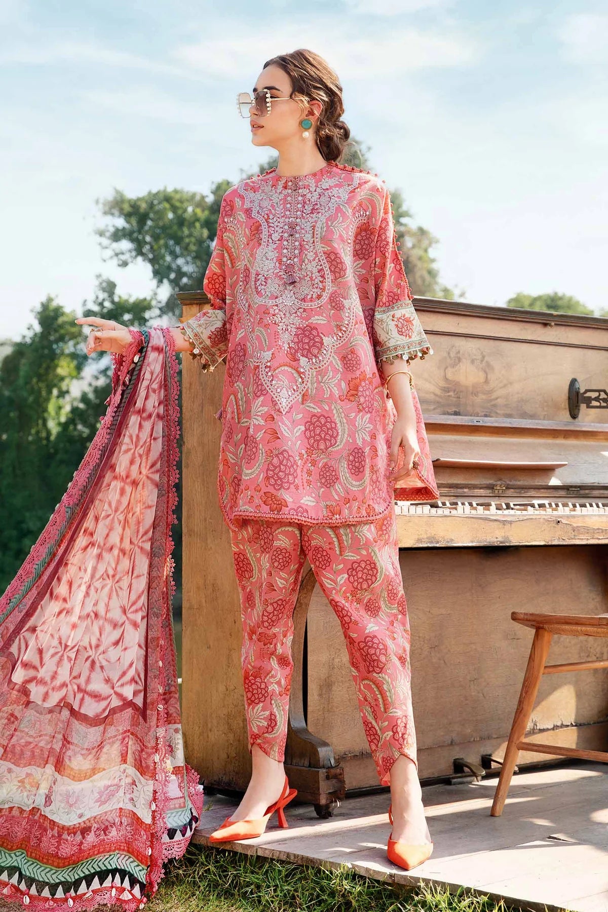 3 Piece Unstitched Printed Lawn Suit | MPT-2513-A - MARIA.B