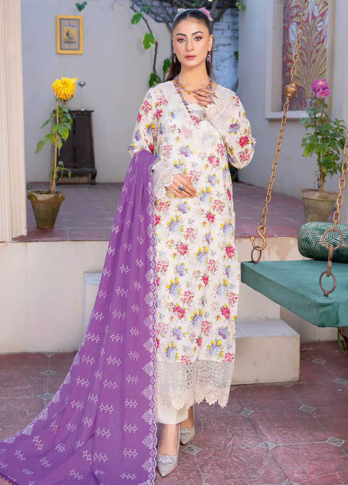 Riaz Arts Embroidered Lawn Suits Unstitched 3 Piece RA25LK 2008 - Summer Collection