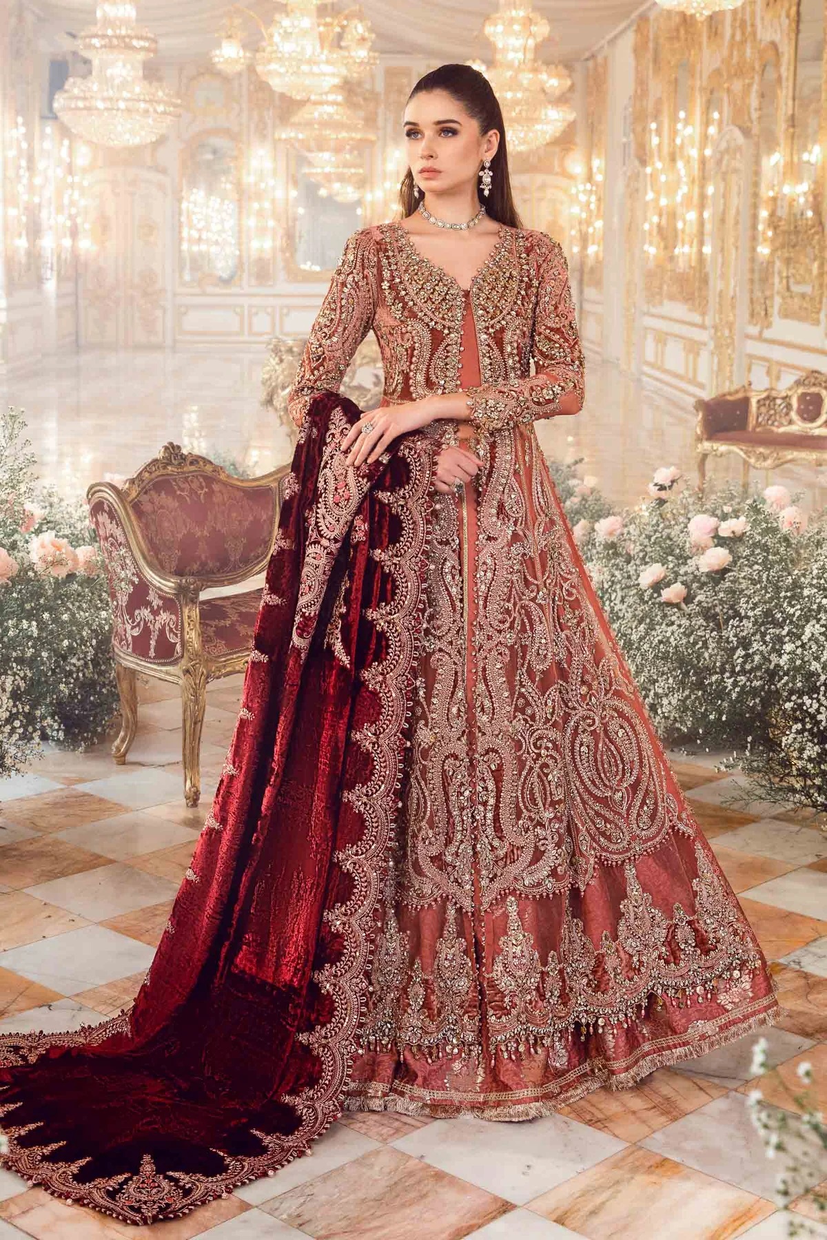 Maria B Mbroidered Wedding Edition' 23 Salmon Pink BD-2701 – Abdullah Sons  Fabrics